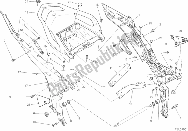 All parts for the Rear Frame Comp. Of the Ducati Multistrada 1200 ABS Brasil 2018